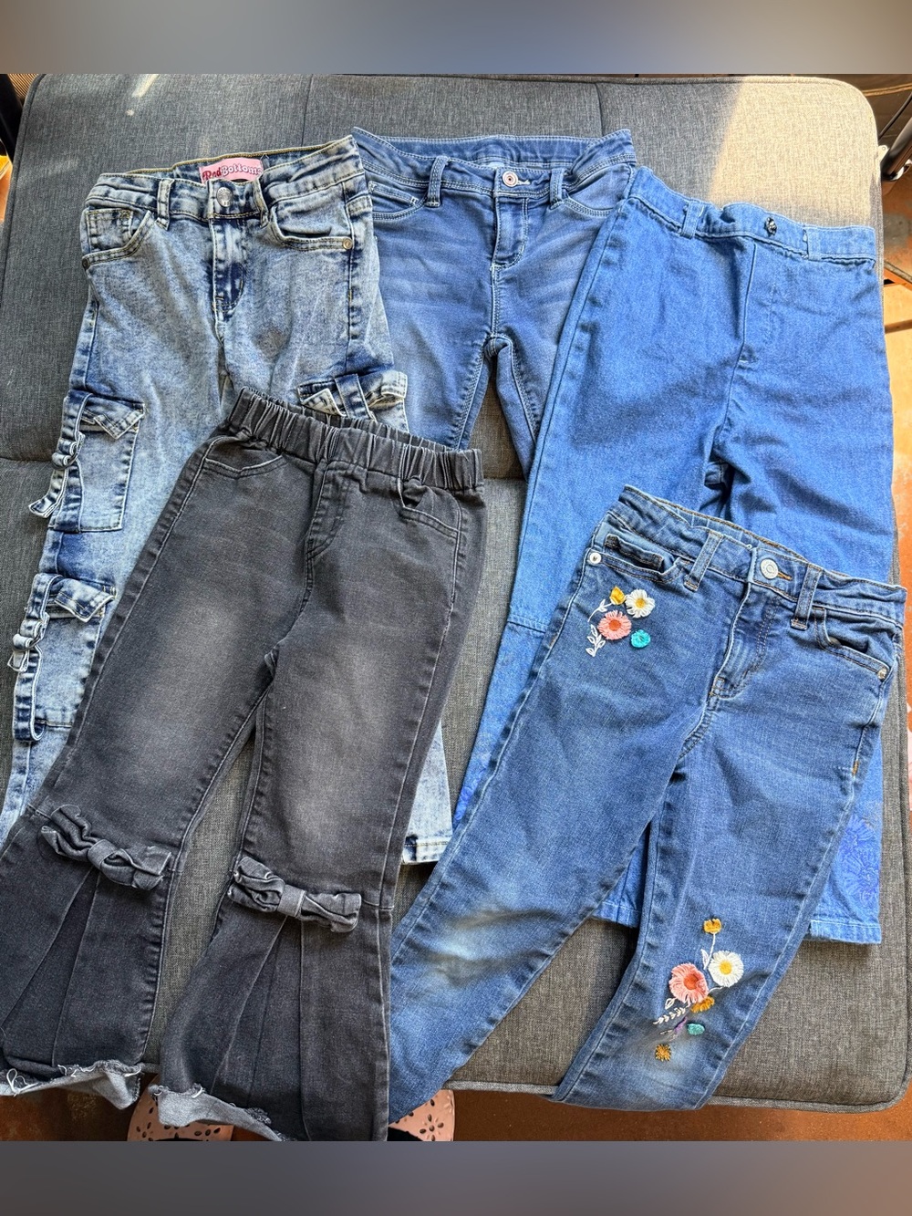 Girls size 6 bundle of jeans (5) - Blue, Light Blue, Black - Assorted Brands